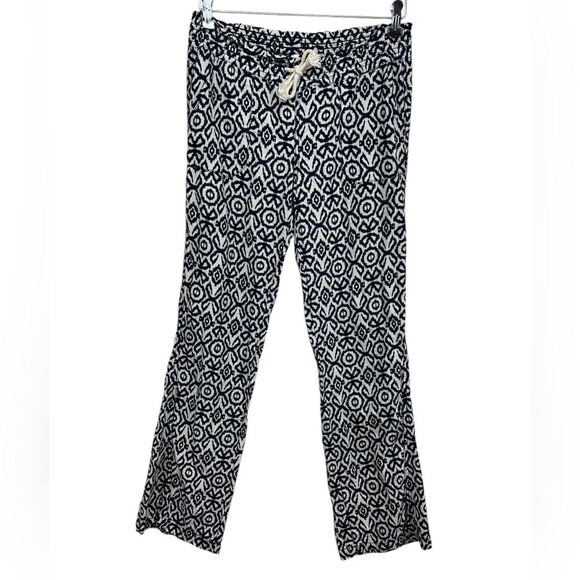 Pants - Cali 1850 Navy Cream Linen Blend Pants Womens Small